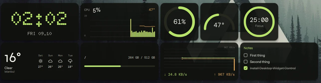 Widgets in the standard look