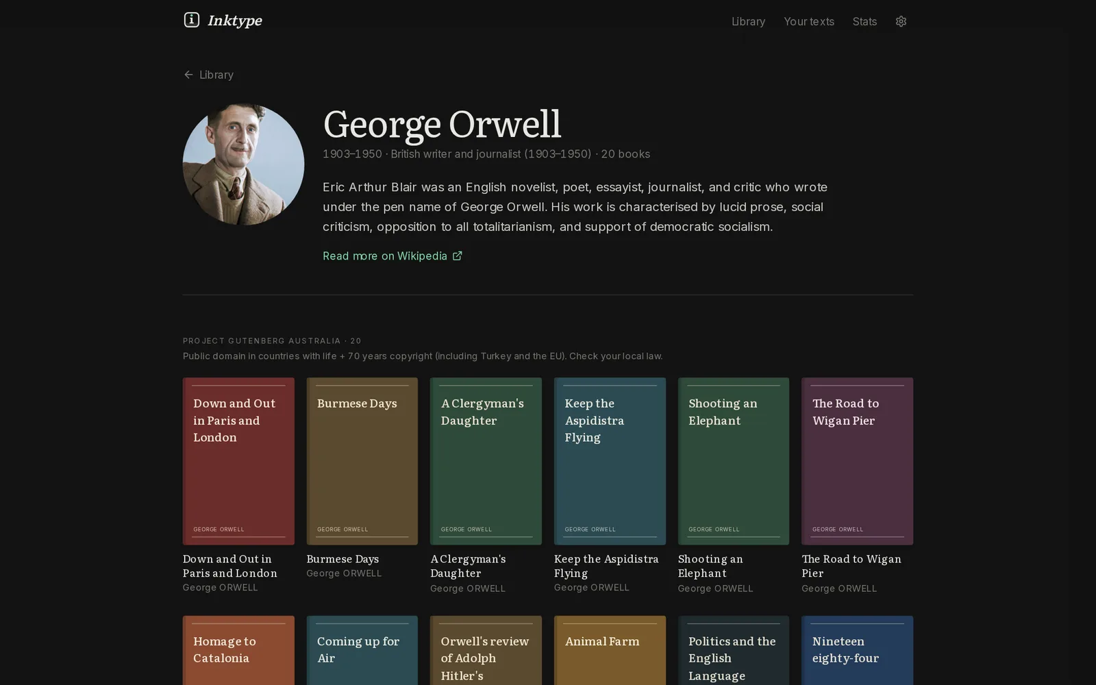 George Orwell's author page