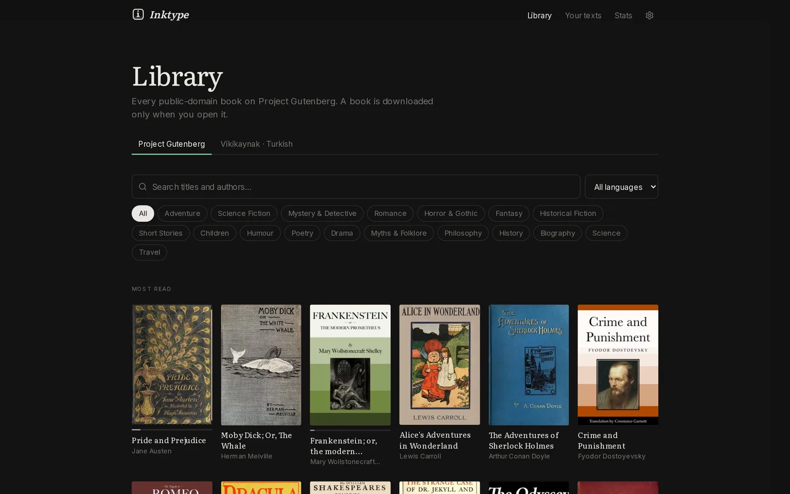 Library with real book covers