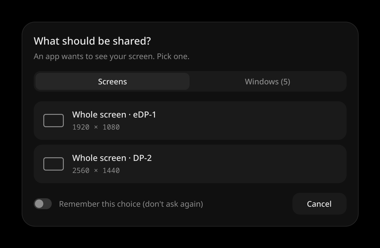 Picker: screens