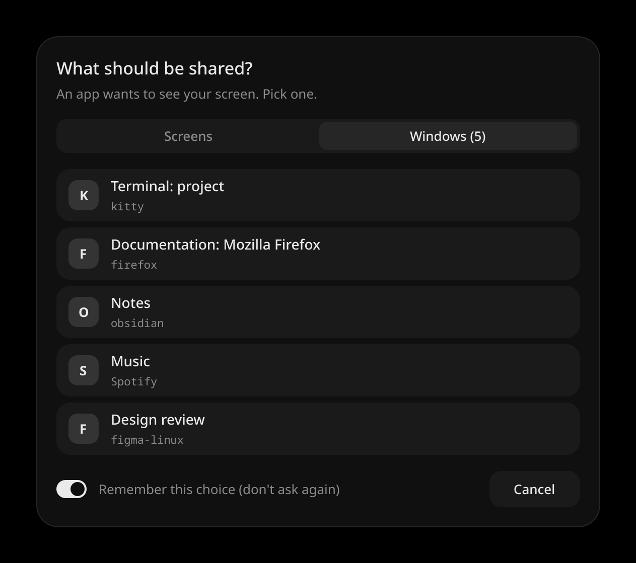 Picker: windows